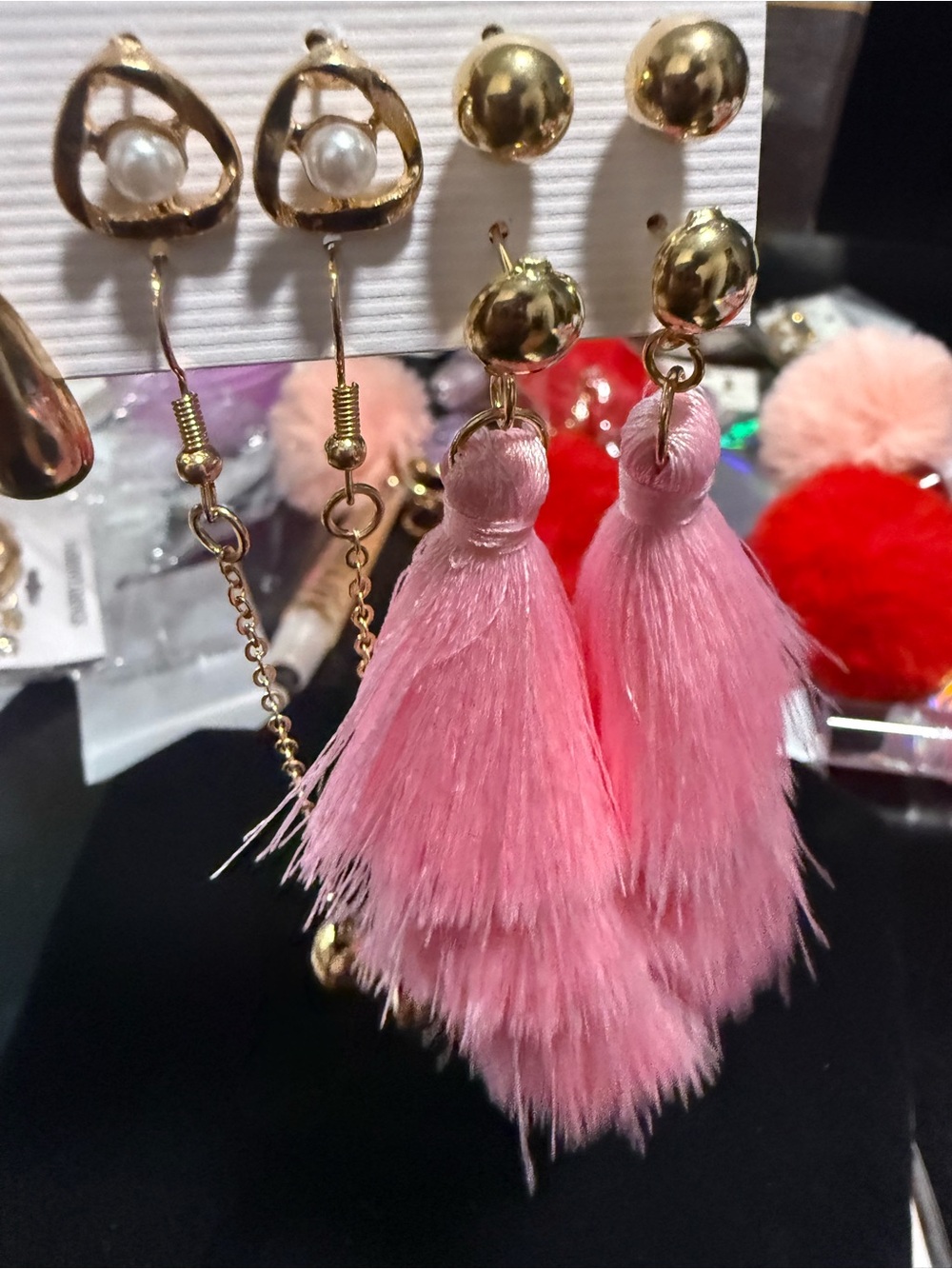 Pink Tassel Drop Earrings - Women Accessories